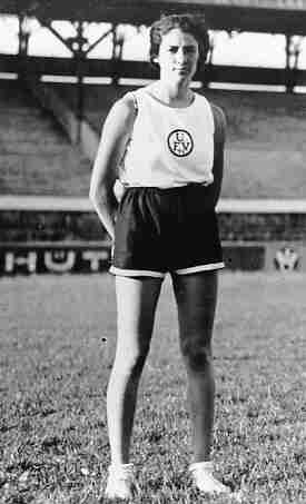 In 1937 Gretel Bergmann won the American championship in the high jump and shot-put. She retired from competition after she again won the U.S. women's high jump championship in 1938. Ulm, Germany, ca. 1933.