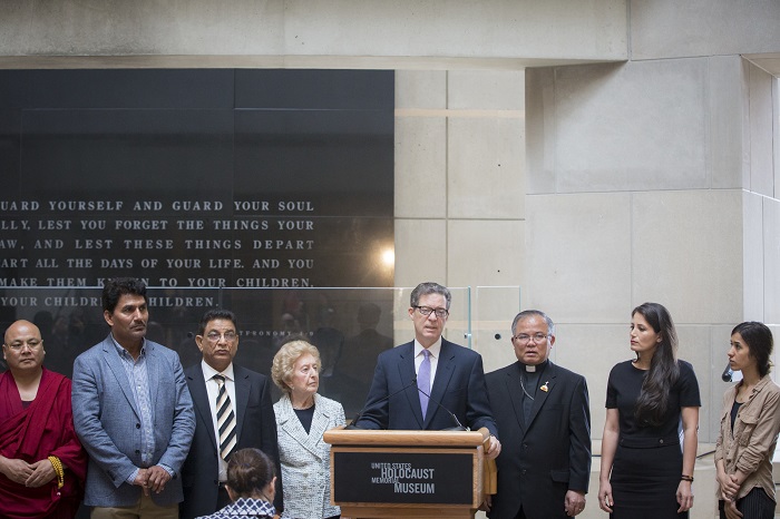 23 July 2018. In conjunction with the US Ministerial to Advance International Religious Freedom, the US Department of State brought survivors of religious persecution and the US Ambassador-at-Large for International Religious Freedom, Sam Brownback, to the Museum for a tour of the exhibitions and candle lighting ceremony in the Hall of Remembrance. The visit was part of a gathering of international policy makers that seeks to mobilize global action to combat religious persecution and discrimination.