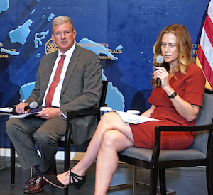 Left to right: Michelle Struck, Deputy Asst. Sec. of Defense for Global Partnerships, U.S. Dept. of Defense, Robert Jenkins, Asst. to the Administrator, Bureau for Conflict Prevention and Stabilization, USAID, Amb. Beth Van Schaack, Ambassador-at-large for Global Criminal Justice, U.S. Dept. of State, Nidhi Bouri, Acting Senior Director, Development, Global Health and Humanitarian Response, U.S. National Security Council, Robert J. Faucher, Principal Deputy Assistant Secretary, Bureau of Conflict and Stabilization Operations, U.S. Department of State, Naomi Kikoler, Director, Simon-Skjodt Center for the Prevention of Genocide, U.S. Holocaust Memorial Museum