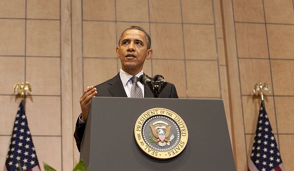 President Obama announces the creation of the Atrocities Prevention Board at the Museum in April 2012.