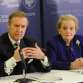 Former Secretary of Defense William Cohen and former Secretary of State Madeleine Albright speak on December 8, 2008.