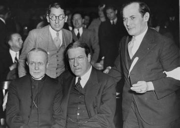 Bishop William T. Manning and Rabbi Stephen Wise attend a mass rally.