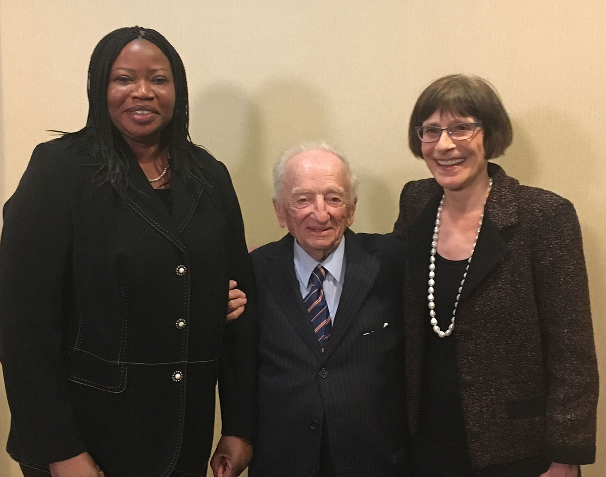 Museum director Sara J. Bloomfield and ICC Prosecutor Fatou Bensouda joined Ben Ferencz, the last surviving Nuremberg prosecutor, to launch the Museum’s Ferencz International Justice Initiative.