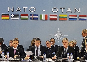 Members of NATO Ministers of Defense and of Foreign Affairs meet at NATO headquarters in Brussels, Belgium. October 14, 2010. 