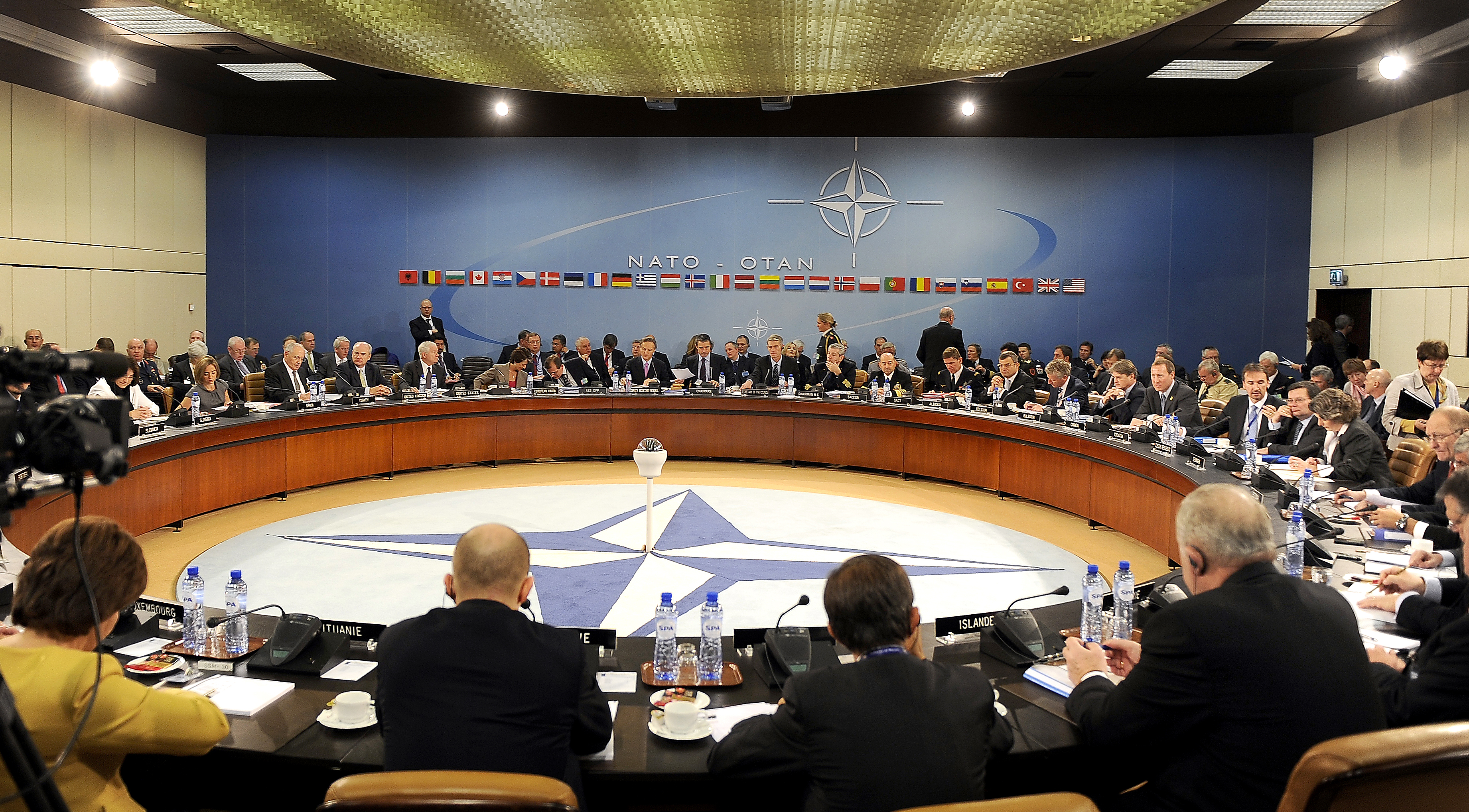 Members of NATO Ministers of Defense and of Foreign Affairs meet at NATO headquarters in Brussels, Belgium. October 14, 2010. 