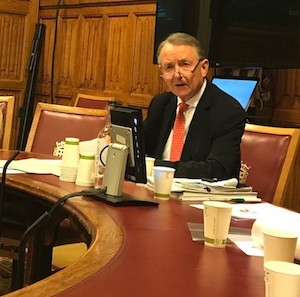 David (Lord) Alton chairing an evidence taking session at the House of Lords on the plight of Uyghurs and the framing of more effective responses to the crime of genocide.