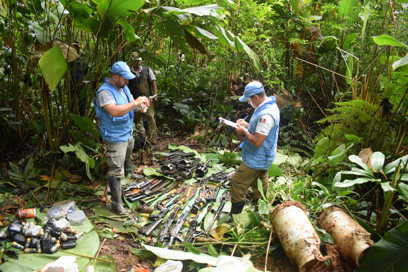 The UN Verification Mission in Colombia (UNVMC), with security and logistical support from the Colombian Armed Forces and help from some members of the FARC-EP (Revolutionary Armed Forces of Colombia-People’s Army), cleared 750 of 998 FARC-EP arms caches. The operation required major logistical planning and effort, involving more than 40,000 kilometers travelled by helicopter, boat, land vehicles and horses. July 24, 2017.