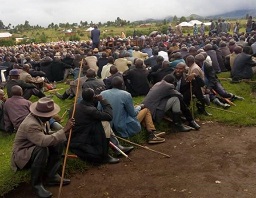 Displaced Banyamulenge civilians gather in Minembwe to mourn the deaths of two women and one man who were decapitated in a neighborhood 2-3km from Minembwe Centre on April 18, 2020.