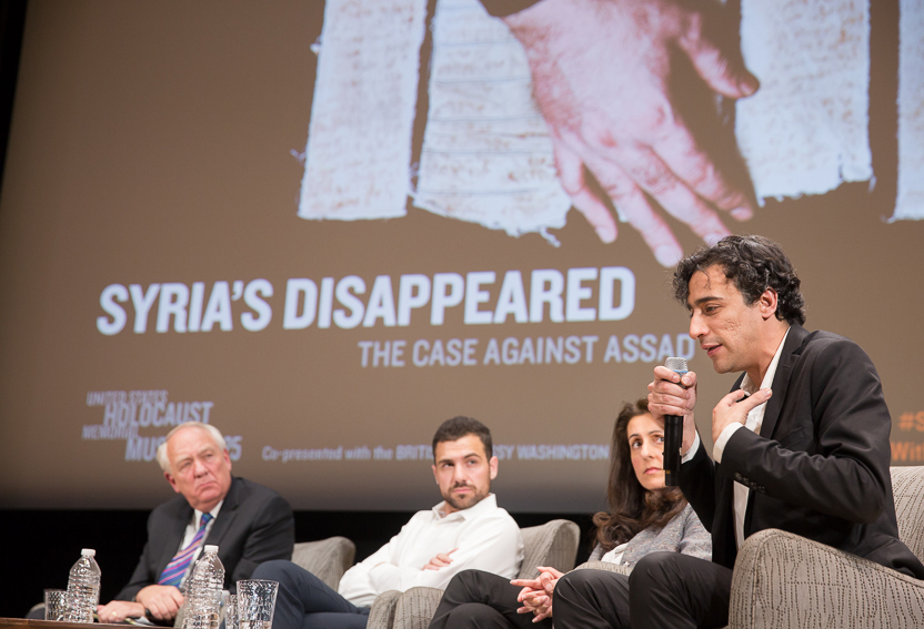 From left to right: Ambassador Stephen Rapp, Qutaiba Idlbi, Sara Afshar, and Mahmoud Nowara.