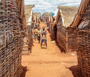 View of shelters in Wau Protection of Civilians site Adjacent Area, South Sudan, in 2018.