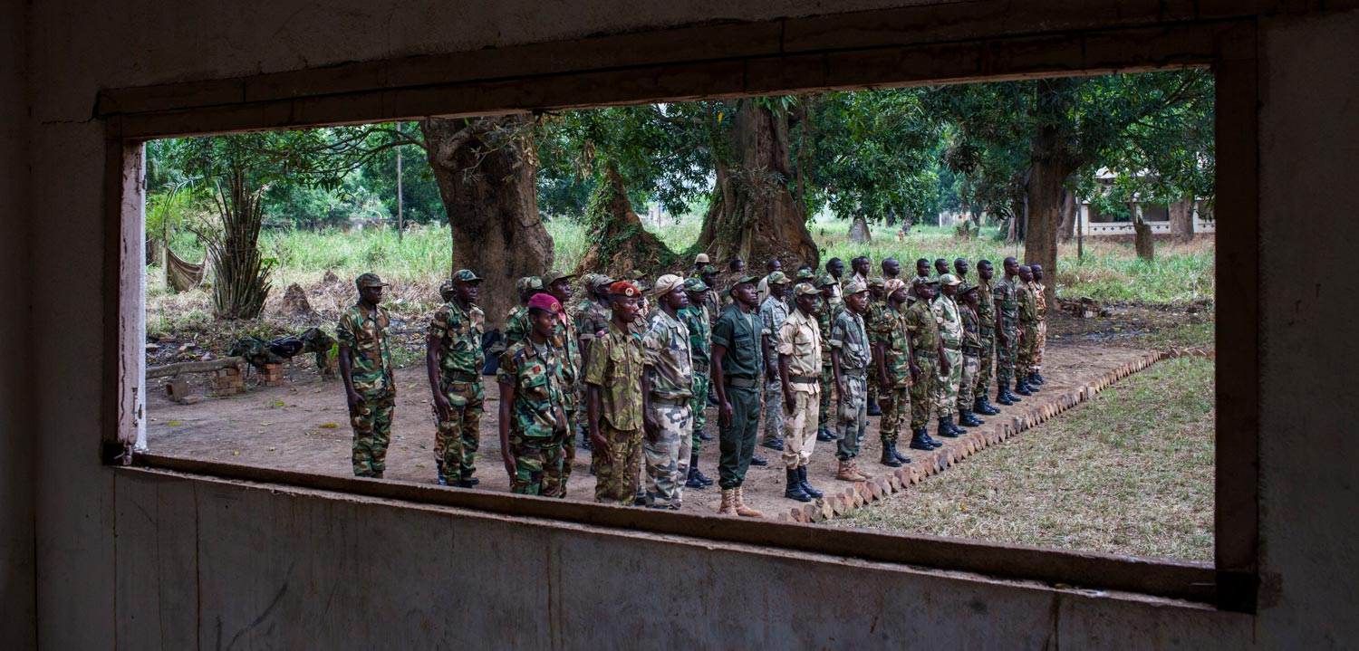 Rwandan African Union soldiers training, Bangui, CAR