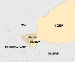 Map of Tillabery Region, Niger.